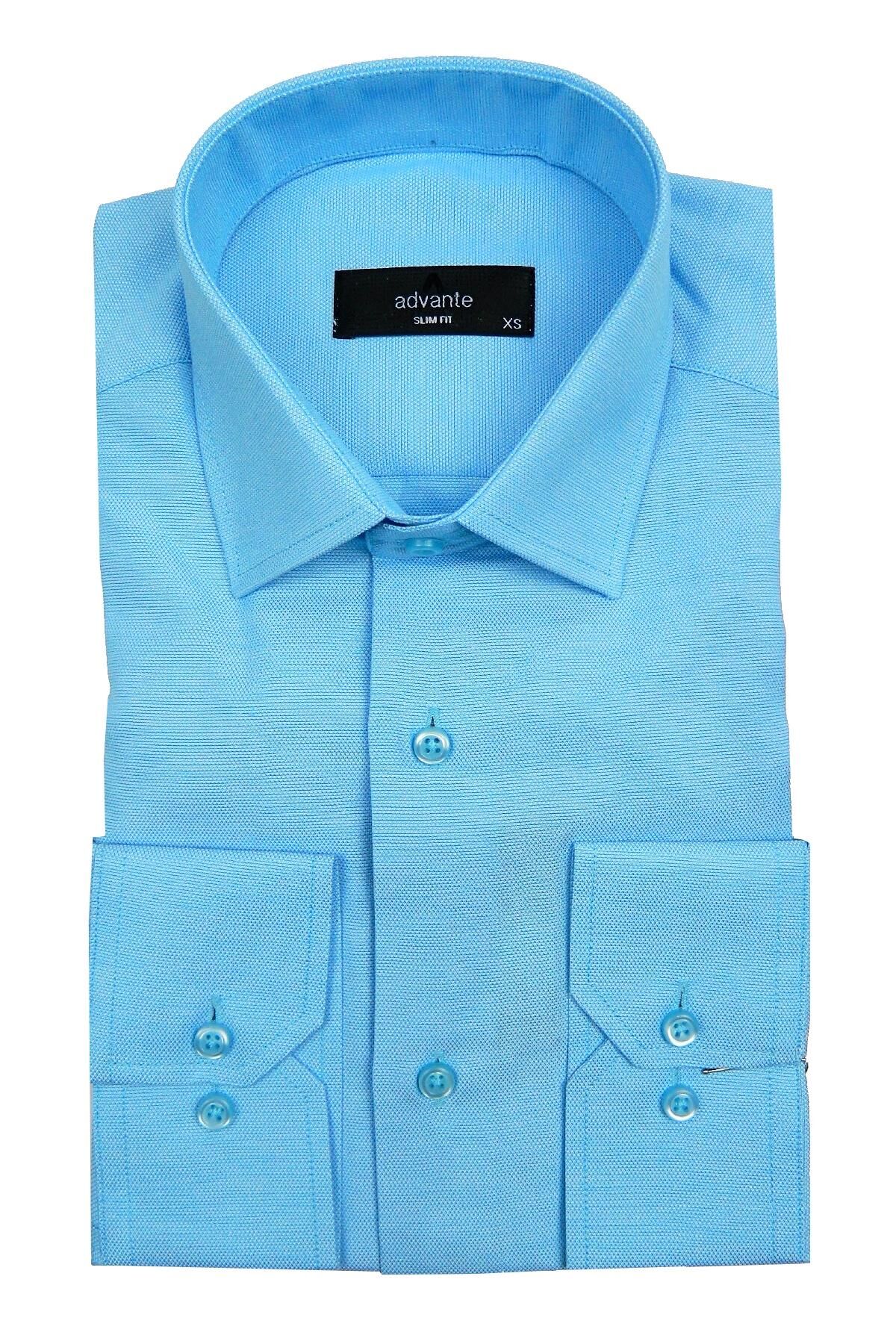 Erkek Slim Fit Gömlek Bgl-st00095 TURKUAZ - XS