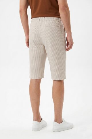 Erkek Cepli Çizgili Kapri Şort BGL-ST05521 BEJ - 2XL