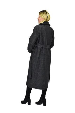 Kadın Balık Sırtı Uzun Kaşe Kaban BGL-ST04116 FÜME - XL