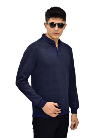 Erkek Polo Yaka Sweatshirt R2252 BGL-ST03199 HAKİ - M
