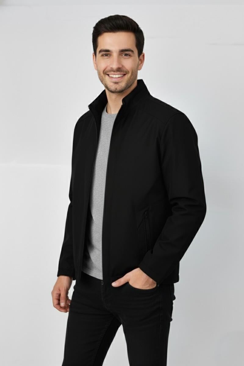 Erkek Büyük Beden Hakim Yaka Spor Mont 99547 BBGL-ST04878 SİYAH - 4XL