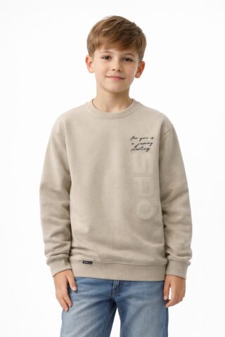 Erkek Çocuk Önü Baskılı Sweatshirt BGL-ST05233 TAŞ - 14 YAŞ