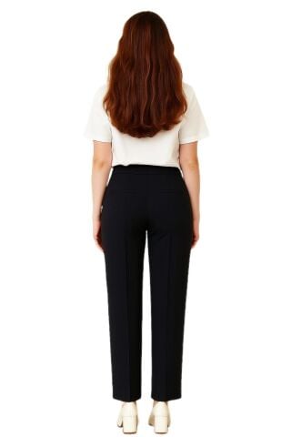 Kadın Siyah Beli Lastikli Cepli Pantolon BGL-ST04789