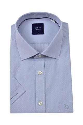 Erkek Klasik Armürlü Kısa Kol Gömlek 9402 BGL-ST04575 İNDİGO - XL