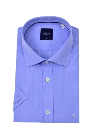 Erkek Klasik Armürlü Kısa Kol Gömlek 9402 BGL-ST04575 İNDİGO - XL