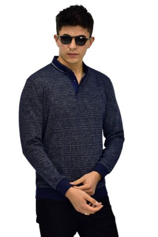 Erkek Polo Yaka Sweatshirt R2253 BGL-ST03200 SİYAH - M