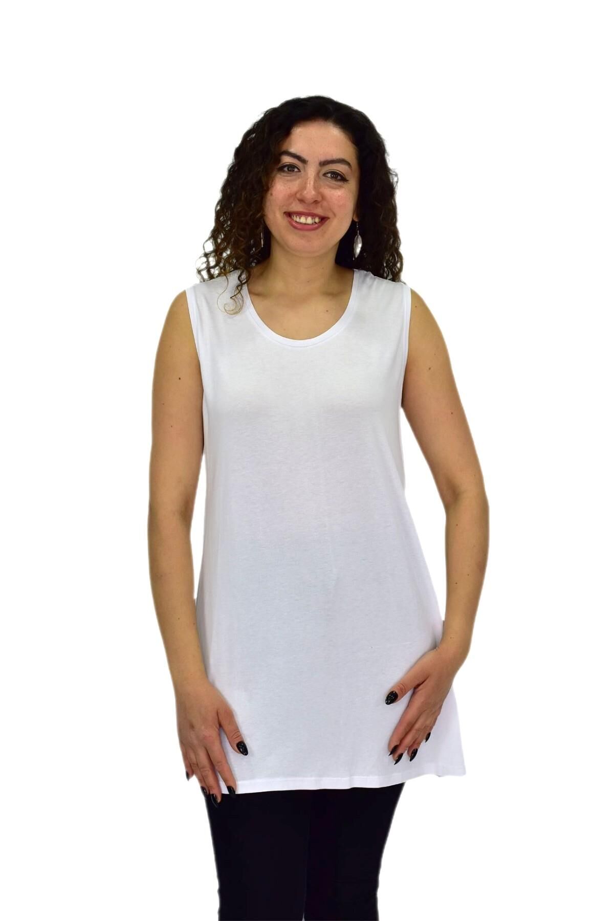 Kadın Askılı Viskon Tişöt BGL-ST04659 BEYAZ - 3XL