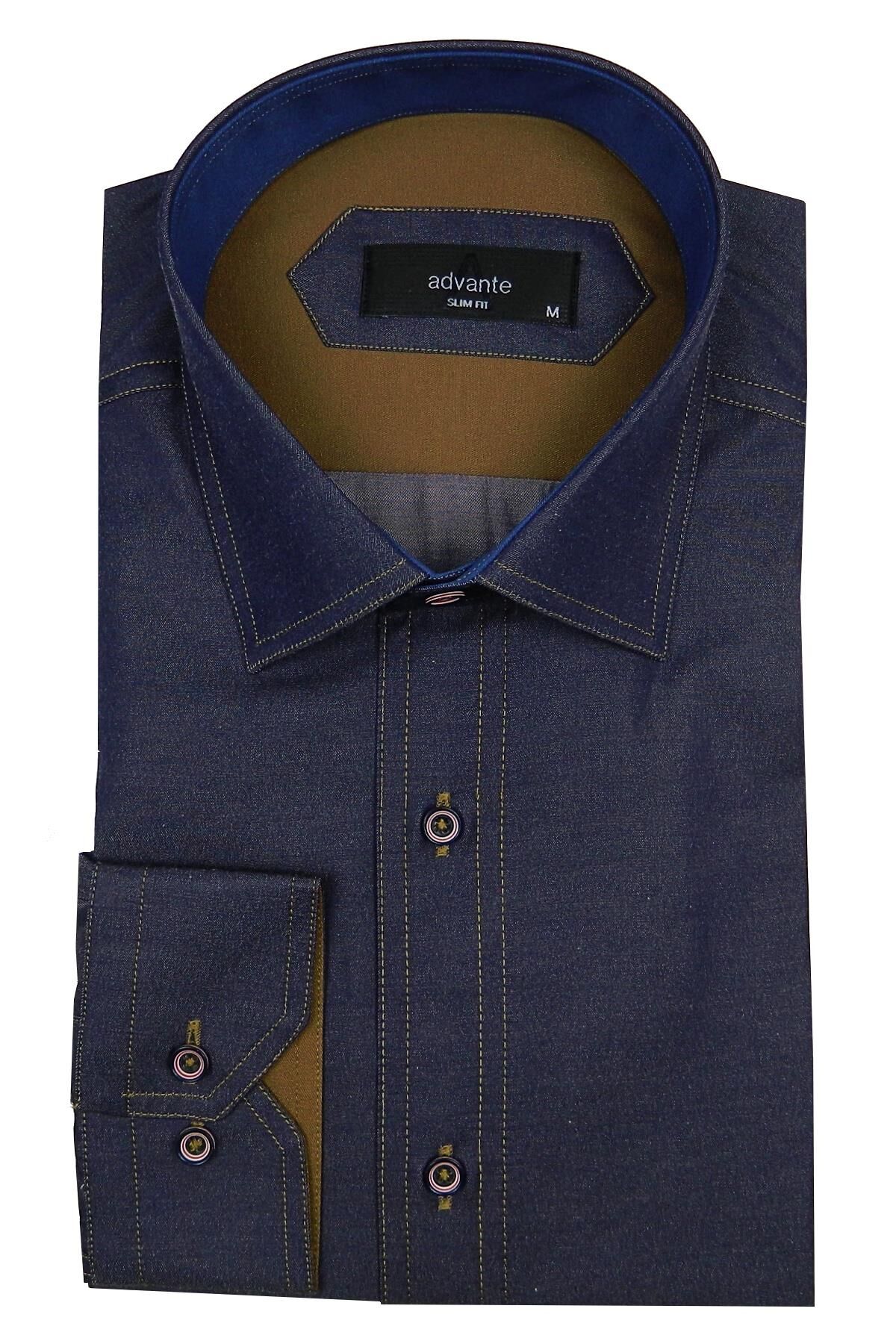 Erkek Slim Fit Gömlek Bgl-st00121 LACİVERT - S