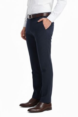Erkek Regular Fit Çizgili  Kumaş Pantolon Likra Kumaş BGL-ST05036 LACİVERT - 46