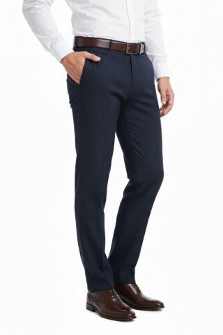 Erkek Regular Fit Çizgili  Kumaş Pantolon Likra Kumaş BGL-ST05036 LACİVERT - 46
