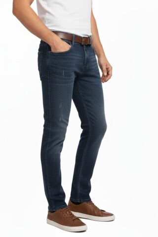 Erkek Silim Fit Jeans Tırnak Eskitme Model Pantolon 311 BGL-ST04975 K.MAVİ - 31/34