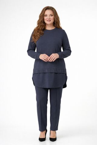 Kadın Bluz Pantolon Takım  BGL-ST05424 İNDİGO - 2XL
