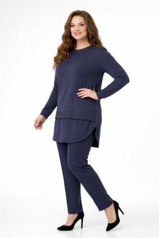 Kadın Bluz Pantolon Takım  BGL-ST05424 İNDİGO - 2XL