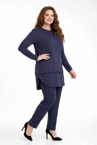 Kadın Bluz Pantolon Takım  BGL-ST05424 İNDİGO - 2XL