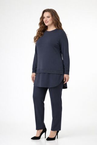 Kadın Bluz Pantolon Takım  BGL-ST05424 İNDİGO - 2XL