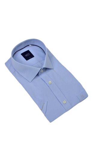 Erkek Klasik Armürlü Kısa Kol Gömlek 9402 BGL-ST04575 BUZ.MAVİ - M