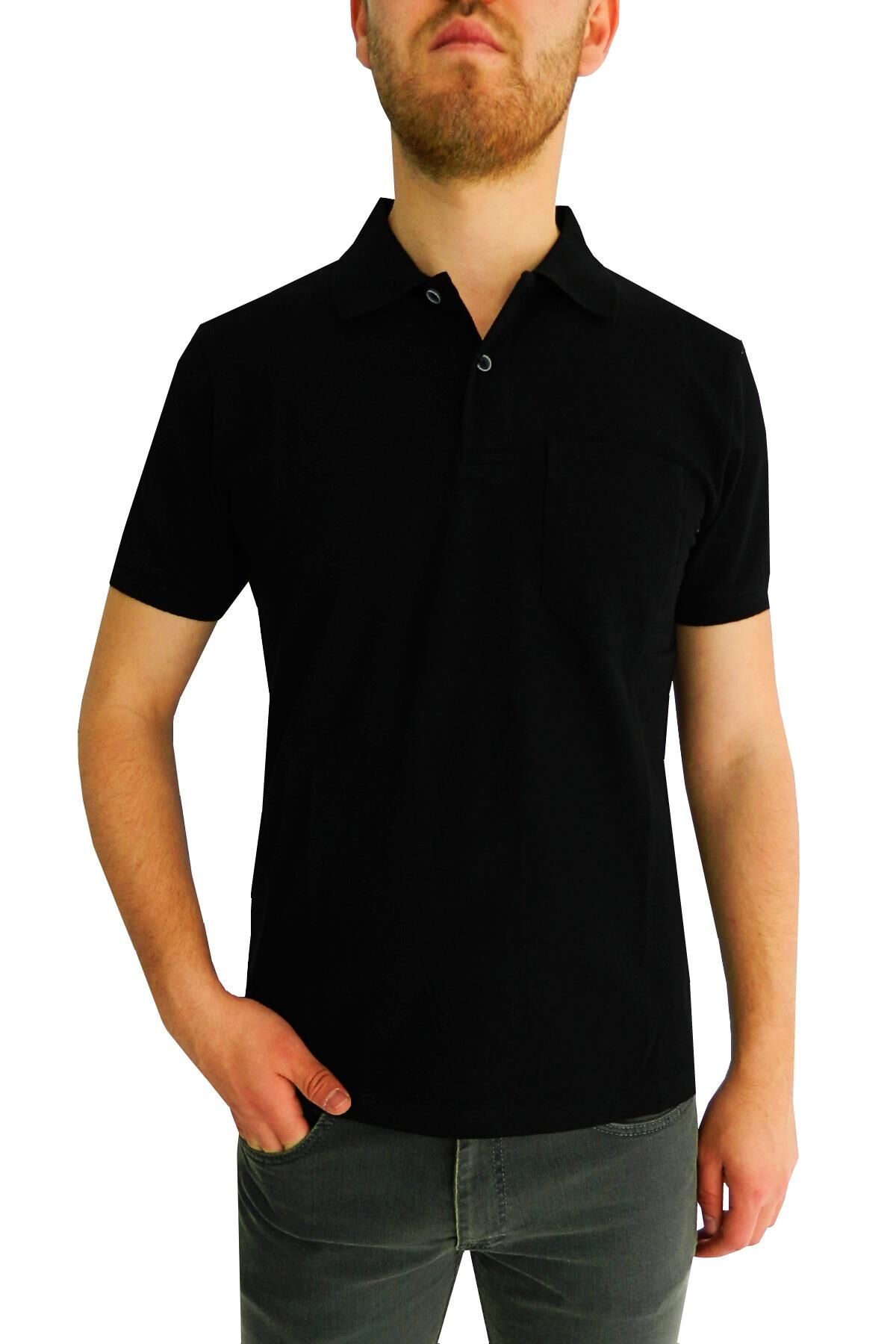 Erkek Polo Yaka Cepli Tişört BGL-ST00486 SİYAH - M