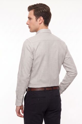 Erkek Slim Fitt Uzun Kol % 100 Pamuk Gömlek BGL-ST05627 BEJ - XL