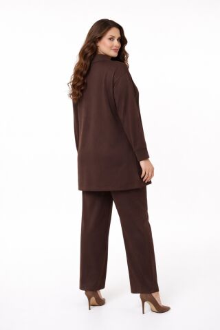 Kadın Fermuarlı Tunik Pantolon Takım  BGL-ST05427 KAHVE - 42