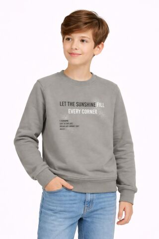 Erkek Çocuk Önü Arkası Baskılı Sweatshirt BGL-ST05231 GRİ - 16 YAŞ