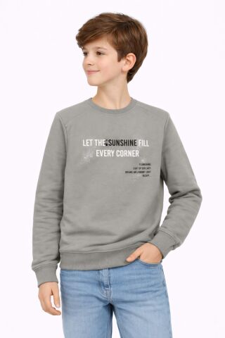 Erkek Çocuk Önü Arkası Baskılı Sweatshirt BGL-ST05231 GRİ - 16 YAŞ