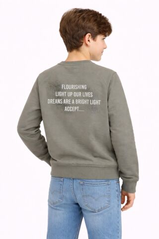 Erkek Çocuk Önü Arkası Baskılı Sweatshirt BGL-ST05231 GRİ - 16 YAŞ