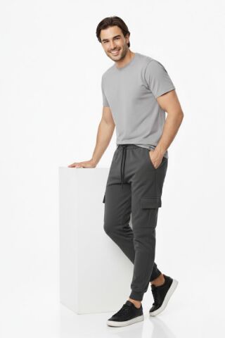 Erkek Kargo Cepli Manşetli Eşofman Altı 091 BGL-ST04783 FÜME - XL