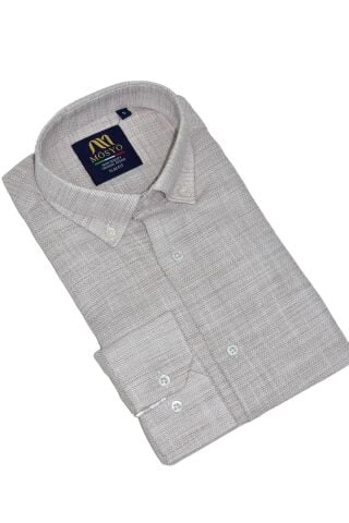 Erkek Slim Fitt Uzun Kol % 100 Pamuk Gömlek BGL-ST05627 BEJ - 2XL