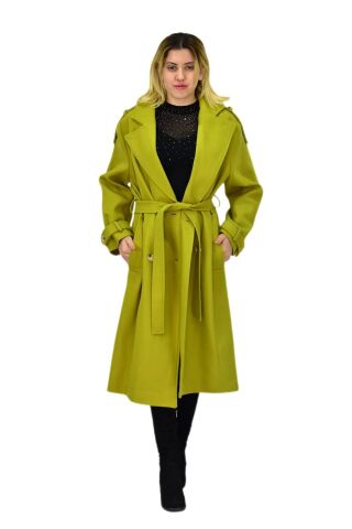 Kadın Uzun Kaşe Kaban BGL-ST04117 YEŞİL - L
