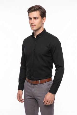 Erkek Slim Fitt Uzun Kol Petek Dokulu Gömlek BGL-ST05628
