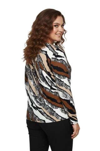 Kadın Baskılı Yaka Bağlamalı Bluz BGL-ST05100