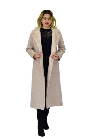 Kadın Bej Uzun Kaşe Kaban BGL-ST04115
