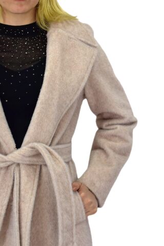 Kadın Bej Uzun Kaşe Kaban BGL-ST04115