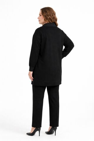 Kadın Fermuarlı Tunik Pantolon Takım  BGL-ST05427 SİYAH - 42
