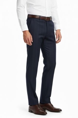 Erkek Regular Fit Çizgili  Kumaş Pantolon Likra Kumaş BGL-ST05037 SİYAH - 46