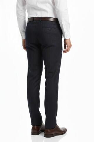 Erkek Regular Fit Çizgili  Kumaş Pantolon Likra Kumaş BGL-ST05037 SİYAH - 46