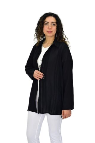 Kadın Gömlek Tişöt 2 Li Kombin Takım BGL-ST04660 SİYAH - 3XL