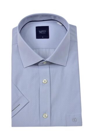 Erkek Klasik Armürlü Kısa Kol Gömlek 9402 BGL-ST04575 GRİ - L