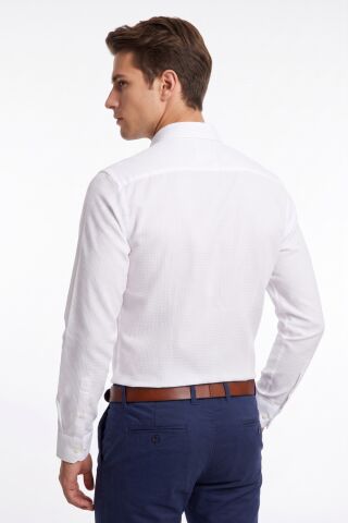 Erkek Slim Fitt Uzun Kol Petek Dokulu Gömlek BGL-ST05628 BEYAZ - M