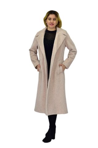 Kadın Bej Uzun Kaşe Kaban BGL-ST04115 BEJ - 40