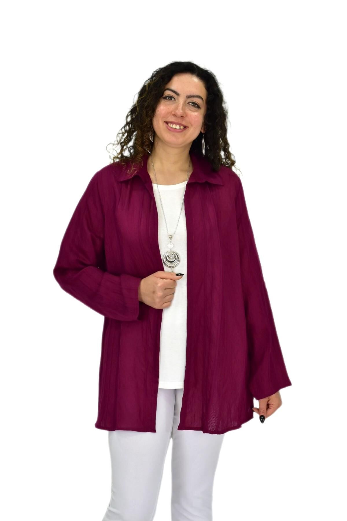 Kadın Gömlek Tişöt 2 Li Kombin Takım BGL-ST04660 BORDO - XL