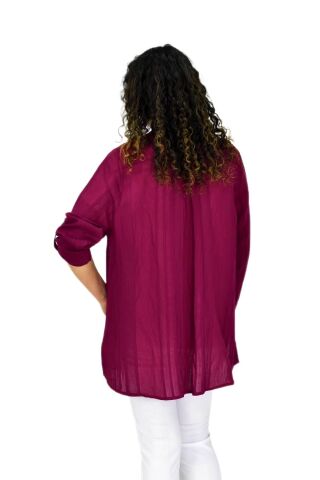 Kadın Gömlek Tişöt 2 Li Kombin Takım BGL-ST04660 BORDO - XL
