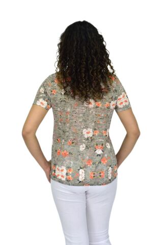 Kadın Kısa Kol Baskılı Bluz BGL-ST04688 HAKİ - 2XL