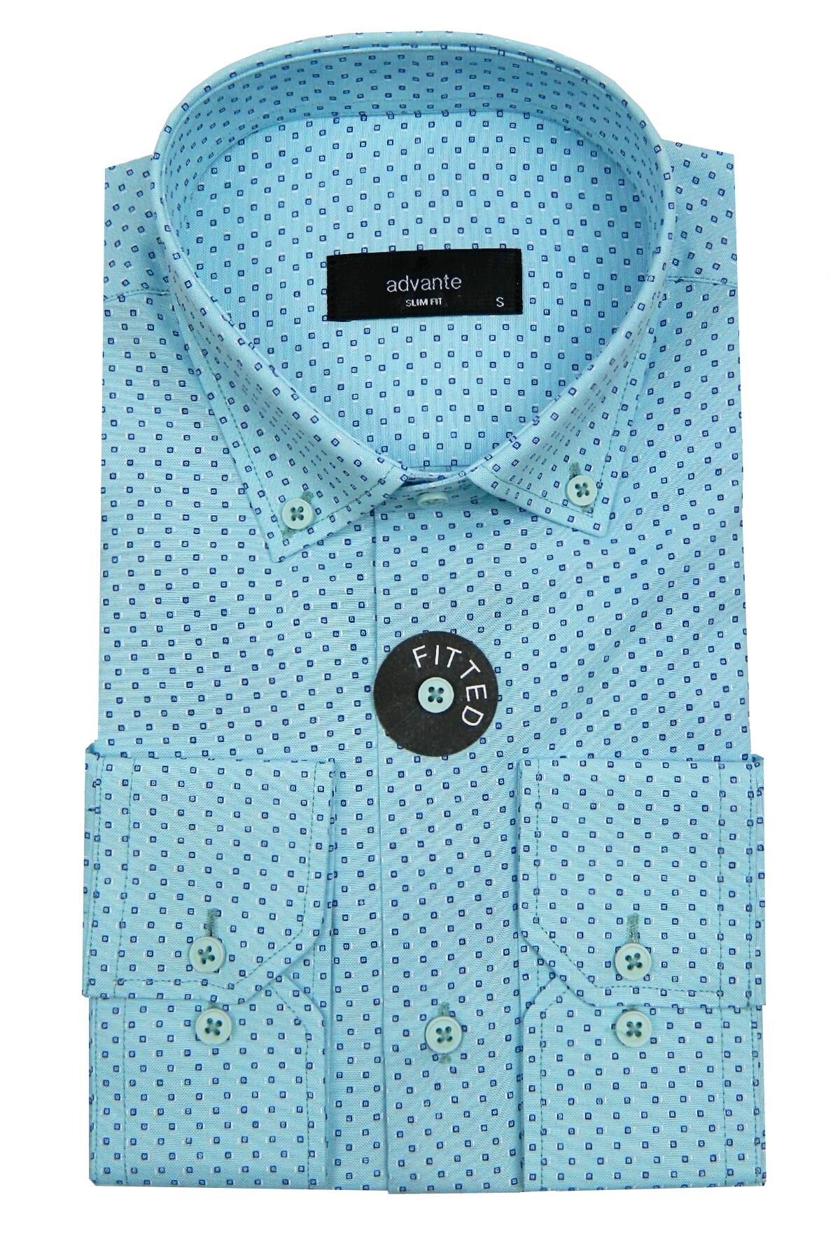 Erkek Slim Fit Puantiyeli Gömlek Bgl-st00161 MİNT-YEŞİLİ - S
