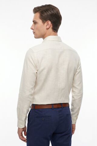 Erkek Büyük Beden Klasik Tek Cepli Uzun Kol Gömlek 4049 BGL-ST05527 TAŞ - 5XL