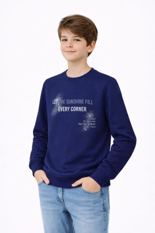 Erkek Çocuk Önü Arkası Baskılı Sweatshirt BGL-ST05231 LACİVERT - 16 YAŞ