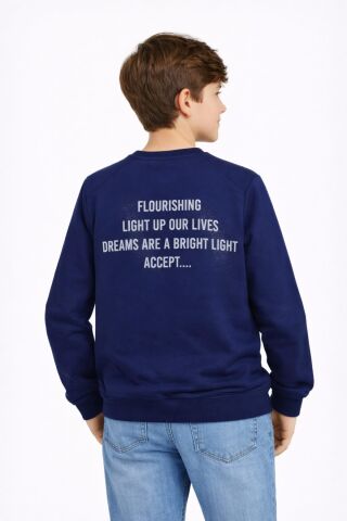 Erkek Çocuk Önü Arkası Baskılı Sweatshirt BGL-ST05231 LACİVERT - 16 YAŞ