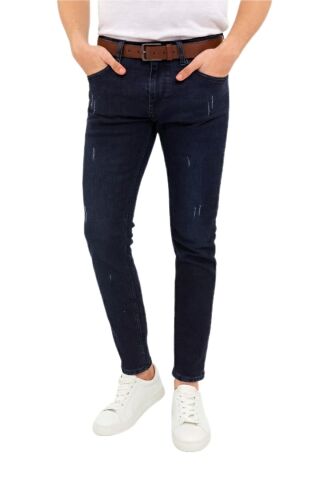 Erkek Silim Fit Jeans Tırnak Eskitme Model Pantolon 311 BGL-ST04975 LACİVERT - 31/34