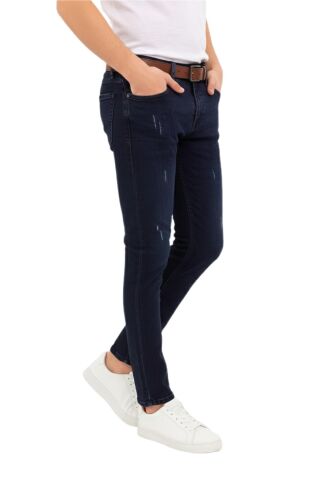 Erkek Silim Fit Jeans Tırnak Eskitme Model Pantolon 311 BGL-ST04975 LACİVERT - 31/34