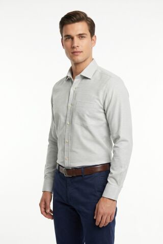 Erkek Büyük Beden Klasik Tek Cepli Uzun Kol Gömlek 4049 BGL-ST05527 YEŞİL - 4XL